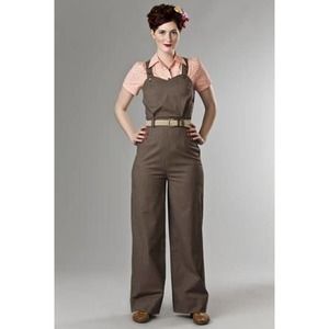 Emmy Brown Striped Wide Leg Hayride Dungaree 6
